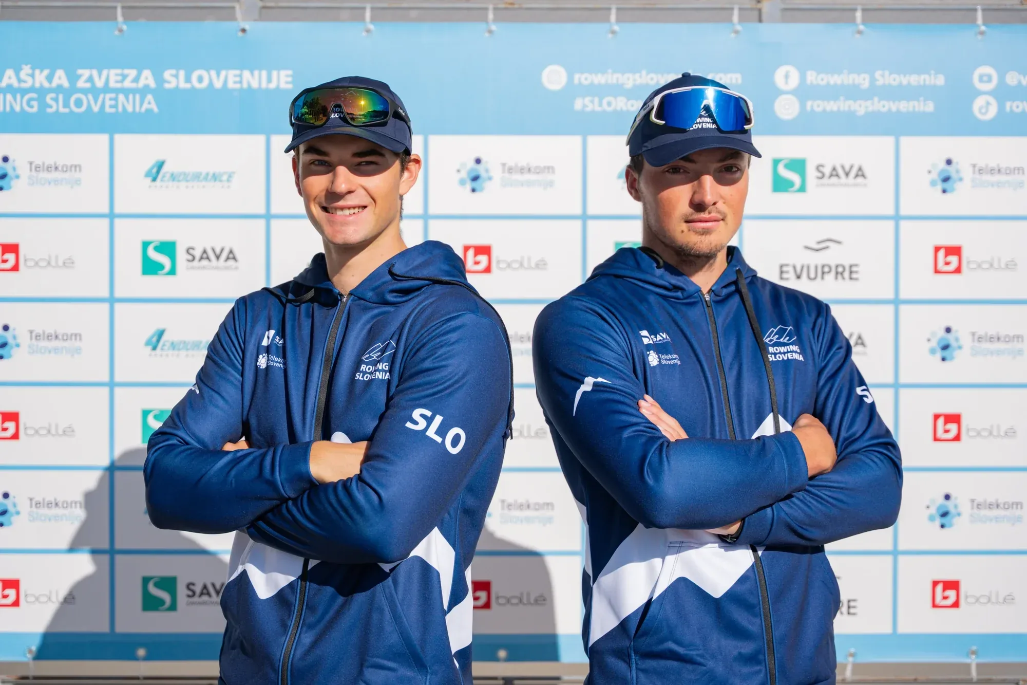 Isak (right) with his pair partner at Team Slovenia press day